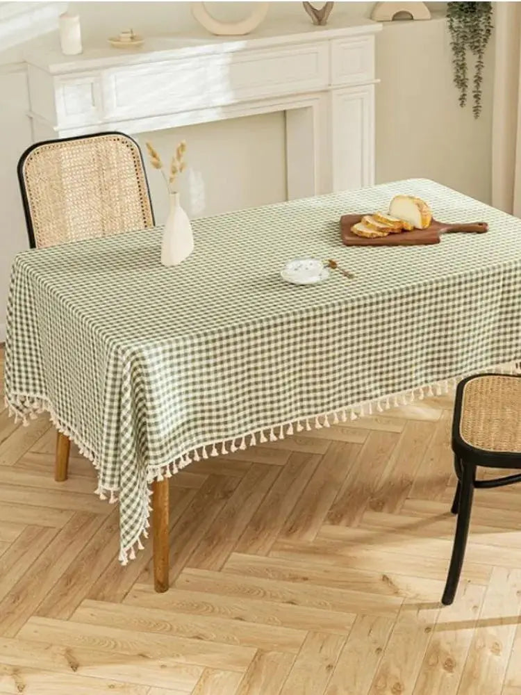 Toalha de mesa xadrez cozinha, casamento, toalha de mesa de férias decoração, toalha de mesa geométrica de piquenique de algodão boêmio ao ar livre