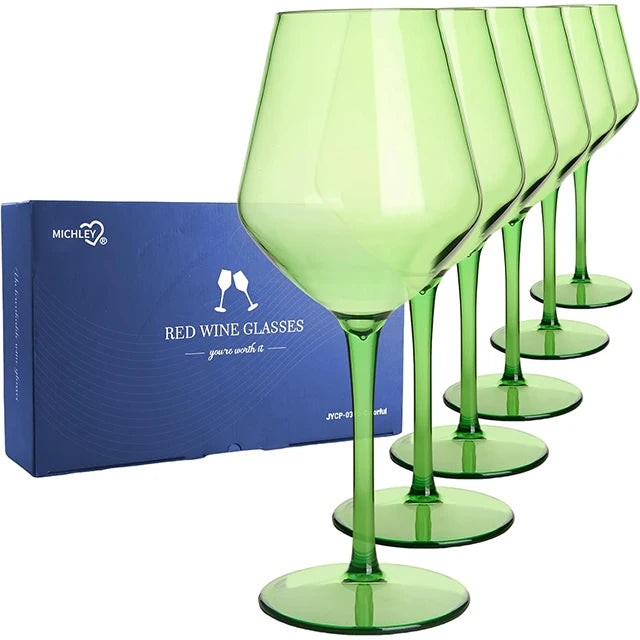 MICHLEY 2/4/6PCS Conjunto de copo de vinho de plástico Tritan colorido inquebrável, luxo reutilizável para festa ao ar livre, máquina de lavar louça, produtos vidreiros