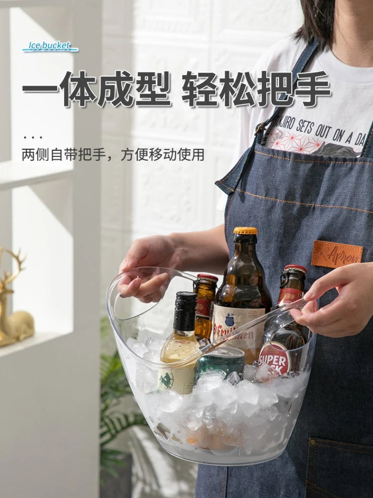 Balde de gelo doméstico de 4l, cerveja, champanhe, vinho tinto, recipiente de resfriamento, balde de gelo frio de plástico para coquetel, cesta de armazenamento de frutas