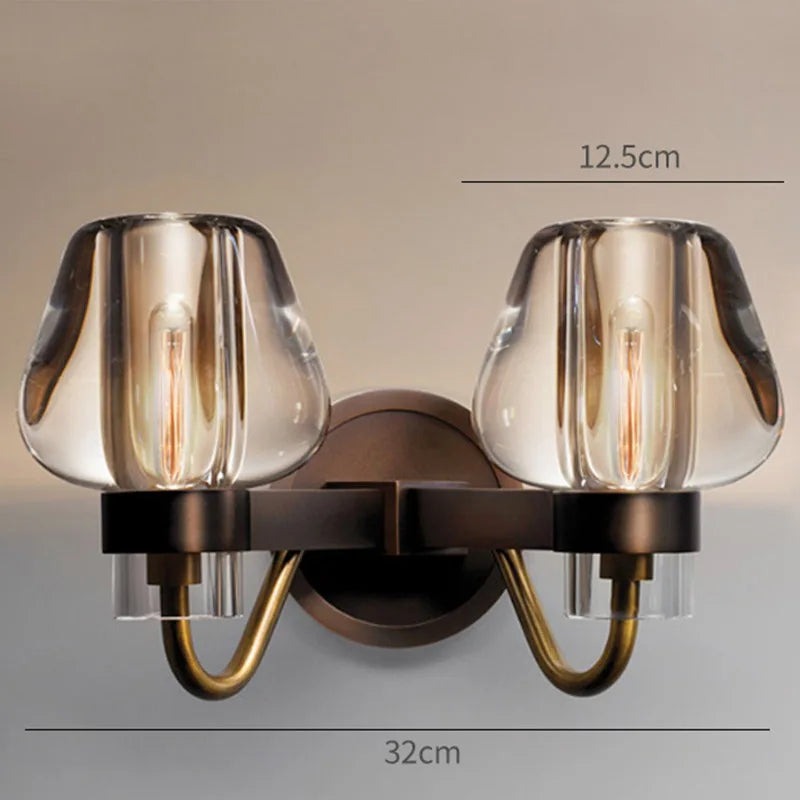 Americano retro todo o cobre lâmpada de parede sala estar quarto cabeceira fundo decoração luz luxo k9 cristal lâmpada parede