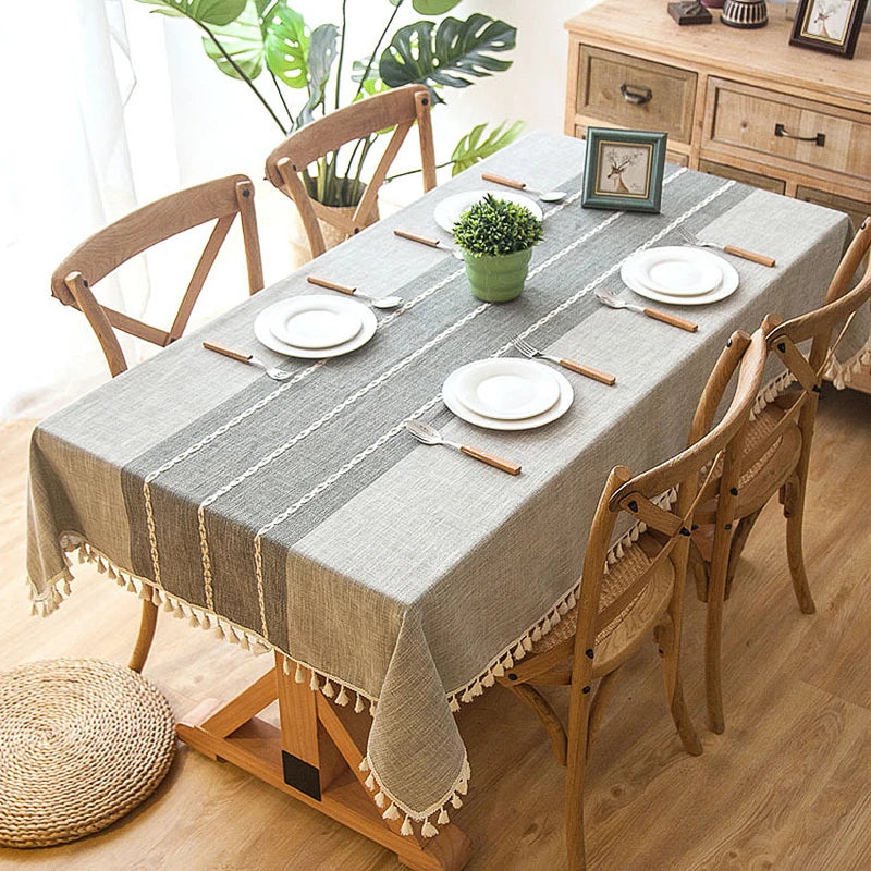 Toalha de mesa retangular redonda de linho batilo, toalha de mesa à prova d'água para jantar, mesa de café, cozinha, decoração de sala