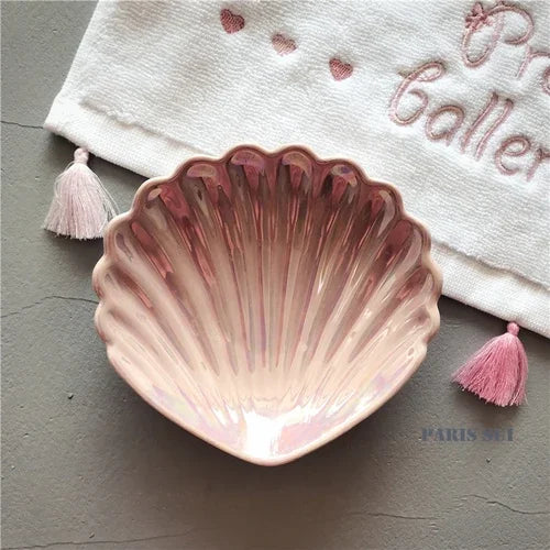 Cerâmica Shell Forma Banheiro Acessório Set, Ferramentas de lavar roupa, Garrafa Mouthwash Cup, Sabão Toothbrush Holder, Artigos domésticos