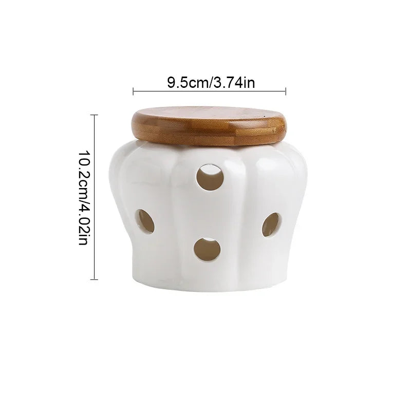 Jarra de Cerâmica com Tampa de Bambu - Casa Ornato