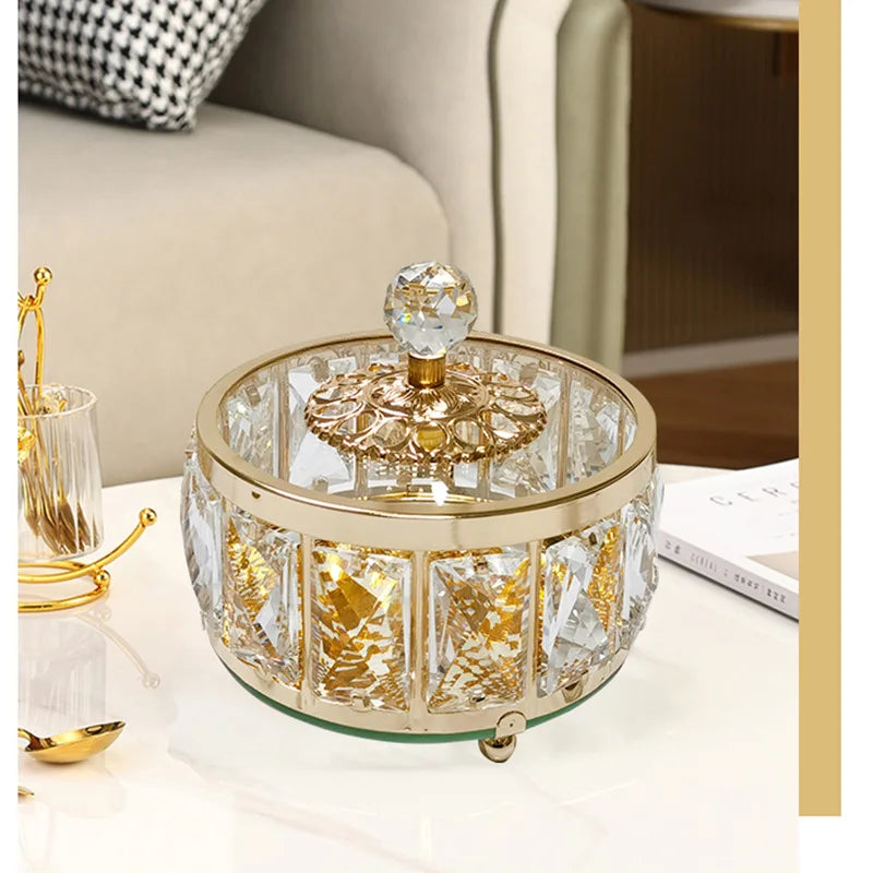 Tigela De Frutas De Vidro De Cristal Com Tampa, Mesa De Café, Caixa De Armazenamento De Doces, Decorações De Quarto De Lar De Luxo, Sala De Estar Ornamentos, Europeu