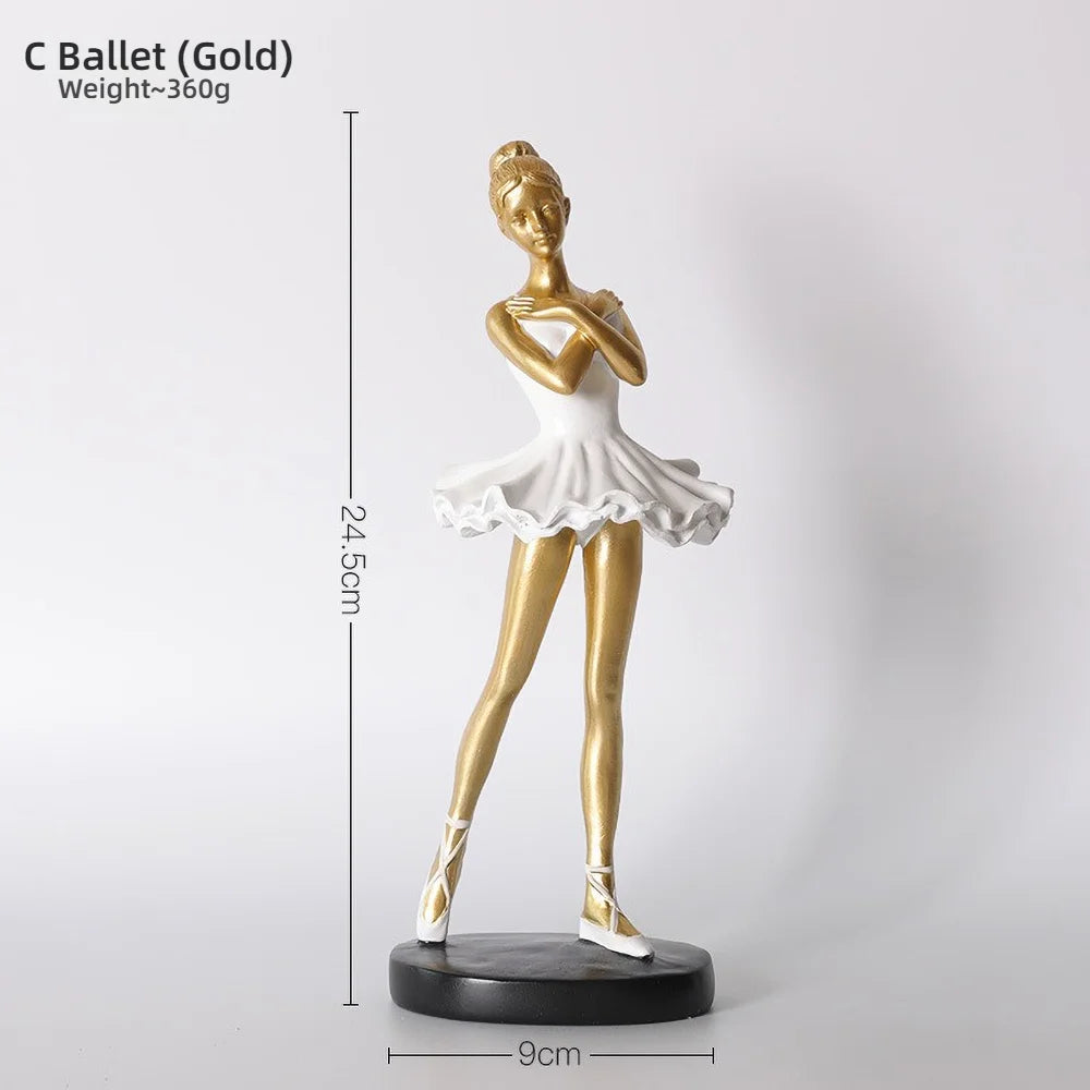 Estátua de resina para balé e menina, estatueta fofa de dançarina para decoração de quarto infantil, presente de aniversário, arte colecionável para amantes de balé