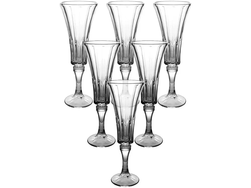 Jogo de Taças de Vidro para Champanhe Transparente 164ml 6 Peças Hauskraft Jennie