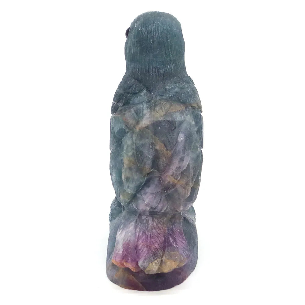 3.8 "pedra preciosa natural fluorite crytal tucano estátua reiki cura pedra escultura animal droll pássaro estatueta artesanato decoração de casa