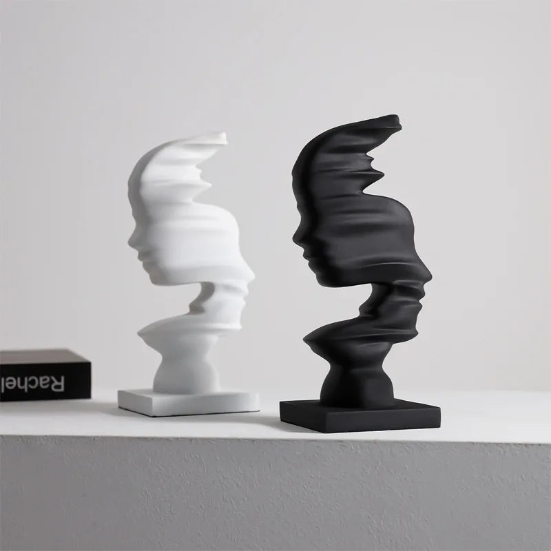 Escultura Abstrata de Rosto em Resina - Casa Ornato