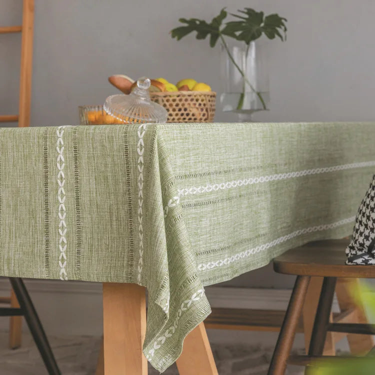 Toalha de Mesa Retangular em Algodão e Linho com Tassel - Casa Ornato