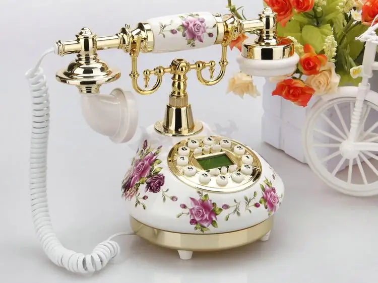 Telefone fixo retrô com fio para casa/escritório/hotel, telefones antigos de cerâmica da china, decoração de moda antiga, telefone de mesa