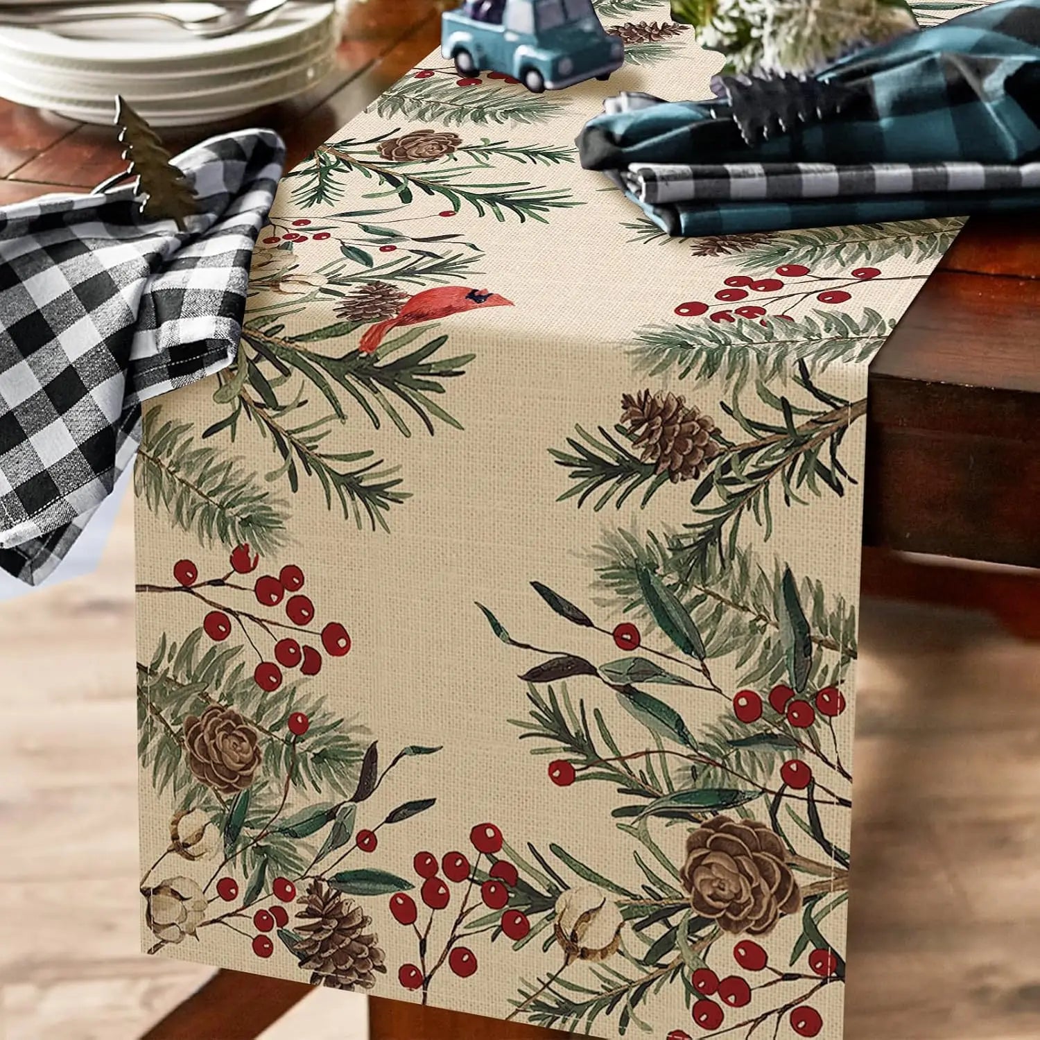 Caminho de Mesa Linho Cardinal Inverno - Casa Ornato