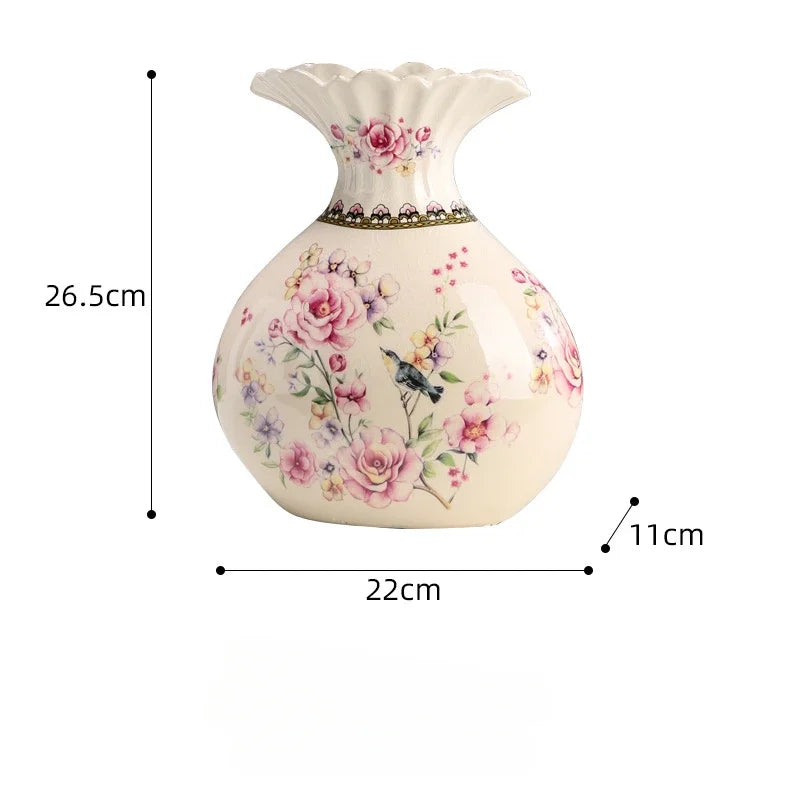 Vaso de Cerâmica Decorativo com Estampa Floral - Casa Ornato