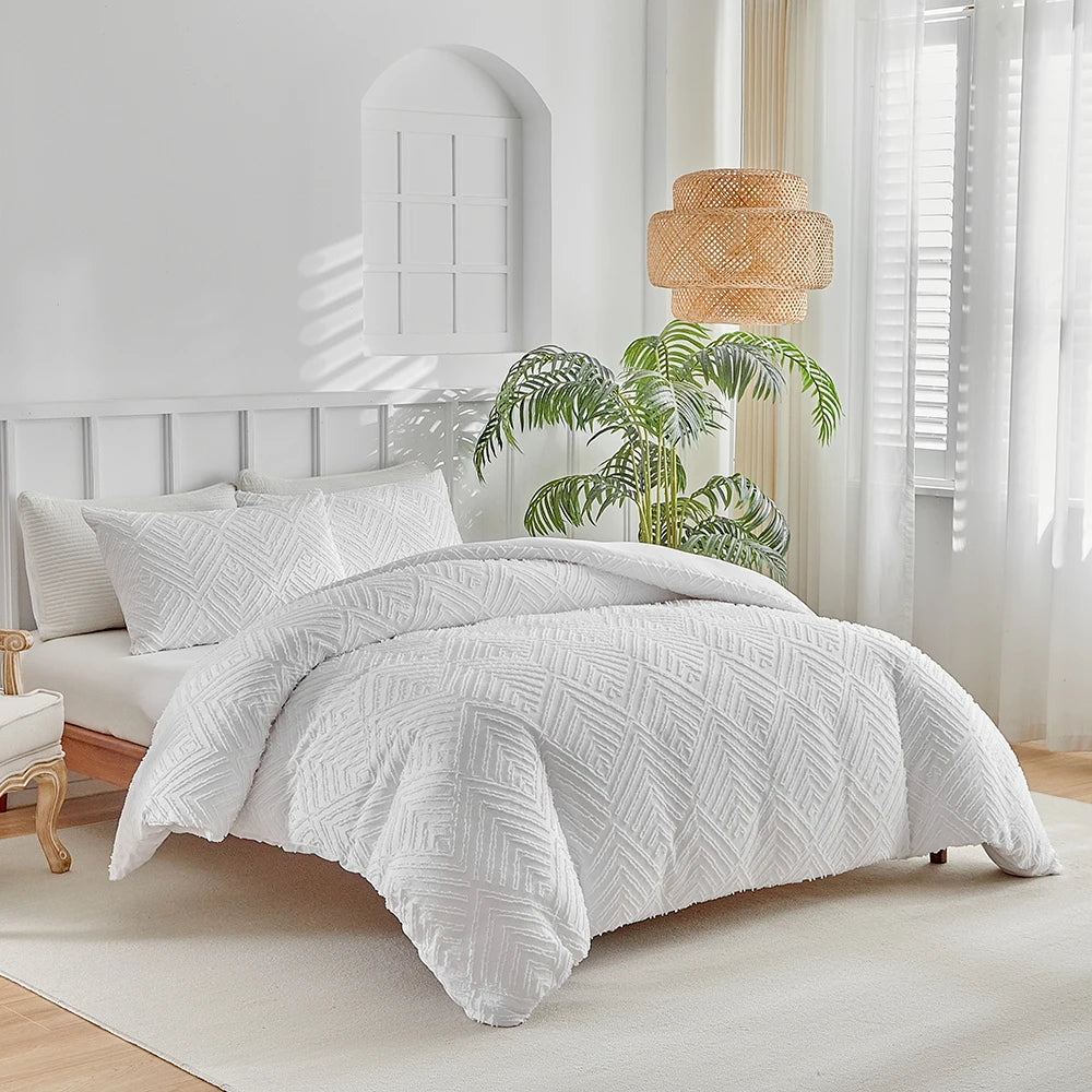 Elegância Textural: Conjunto de Edredom e Fronhas - Casa Ornato