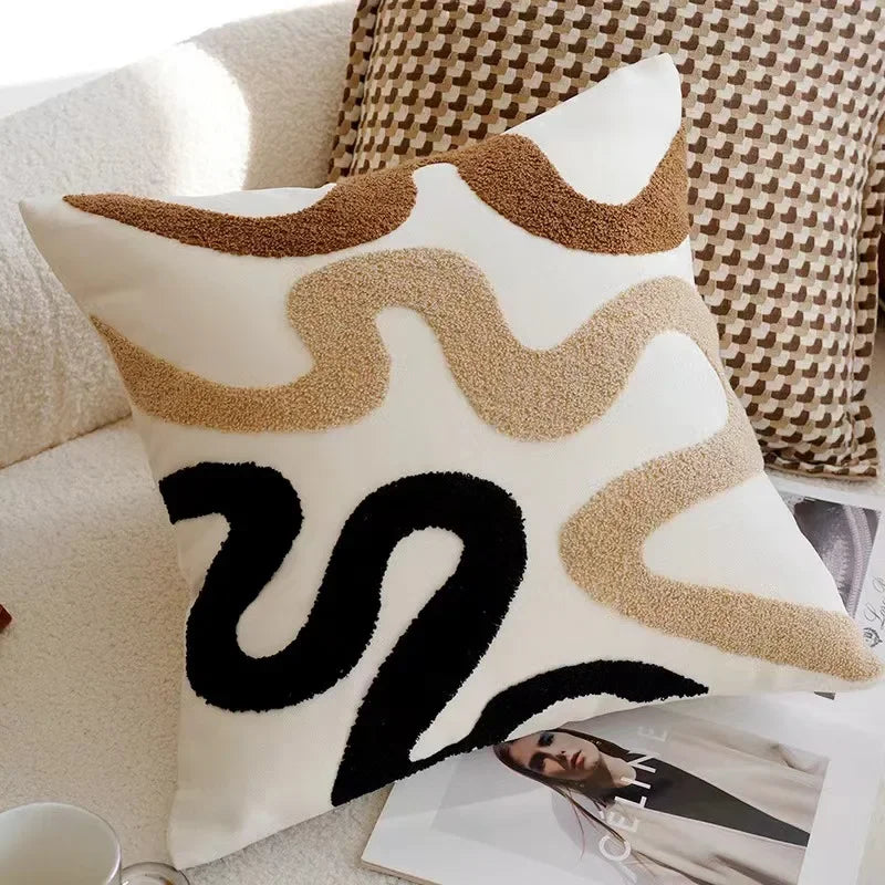 Vintage Nordic Throw Pillow Cover, Creme Light, Luxo Sofá Almofada, Cintura Cover, Simples Fronha Decorativa, Marrom, 45x45cm