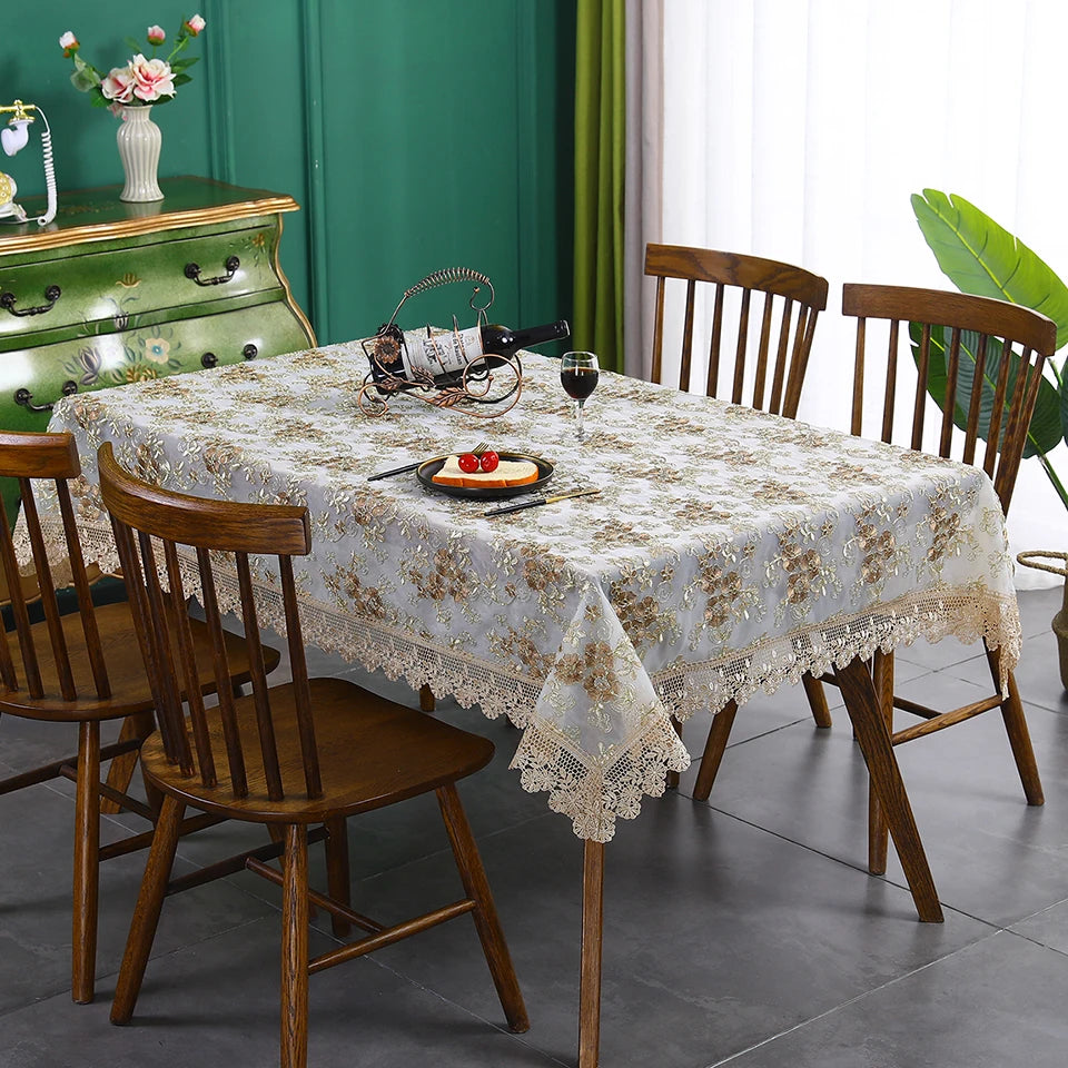 Battilo-Toalha De Mesa De Renda Bordada Retangular, Cobertura De Mesa De Luxo, Toalhas De Mesa De Café, Mesas De Jantar, Casa, Decoração De Casamento