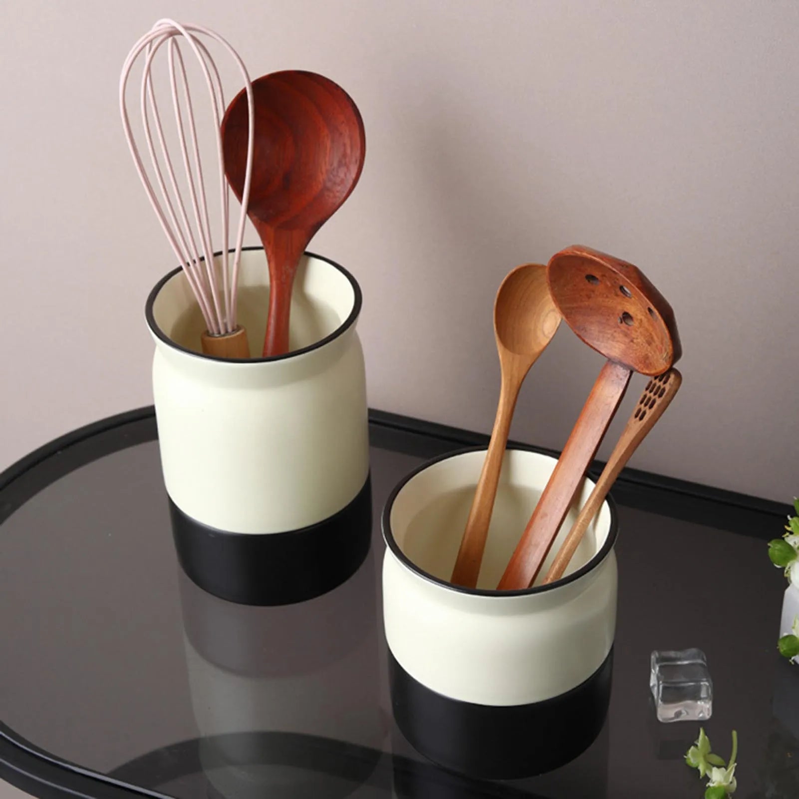 Suporte De Talheres De Cerâmica Com Dreno Hole Design, Talheres Organizador, Adequado Para Piqueniques Ao Ar Livre