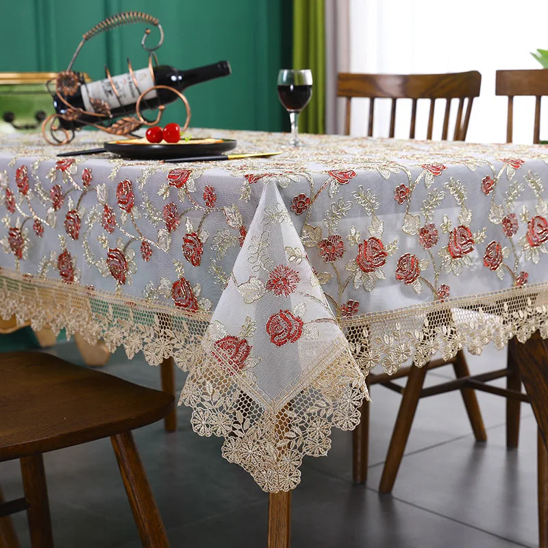 Battilo-Toalha De Mesa De Renda Bordada Retangular, Cobertura De Mesa De Luxo, Toalhas De Mesa De Café, Mesas De Jantar, Casa, Decoração De Casamento