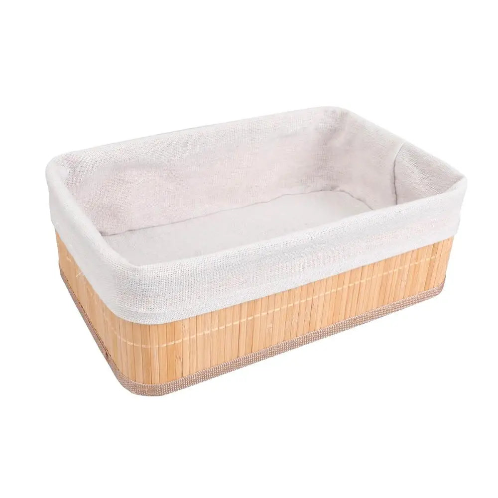 Cesto retangular de bambu com forro 33cm - oikos