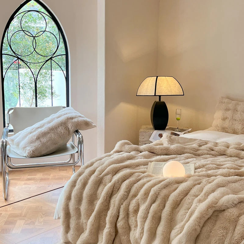 Cobertor luxuoso de pele sintética de coelho, cobertor macio de inverno para casa, cama, sofá, 100x150cm, 150x200cm, 200x230cm