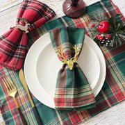 12 pçs natal vermelho verde pano guardanapos escocês tartan xadrez placemats ano novo natal decorativo festivo festa em casa decoração de mesa