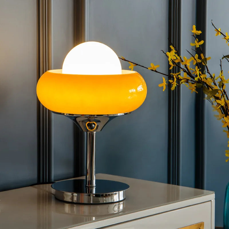 Bauhaus lâmpada de assoalho vidro sala estar quarto estudo retro laranja vermelho abajur led metal luz chão ovo tart candeeiro mesa brilho