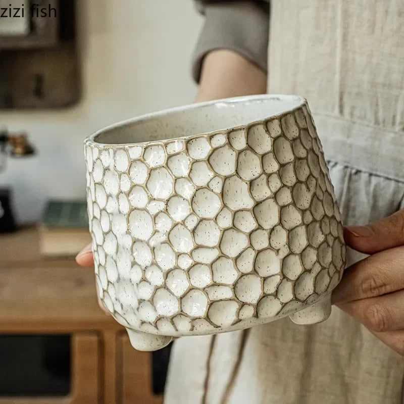 Criativo 3 pés de cerâmica jarra de armazenamento Retro Kitchen Tool Chopstick jarra de armazenamento Vaso de mesa de jantar Decoração de casa