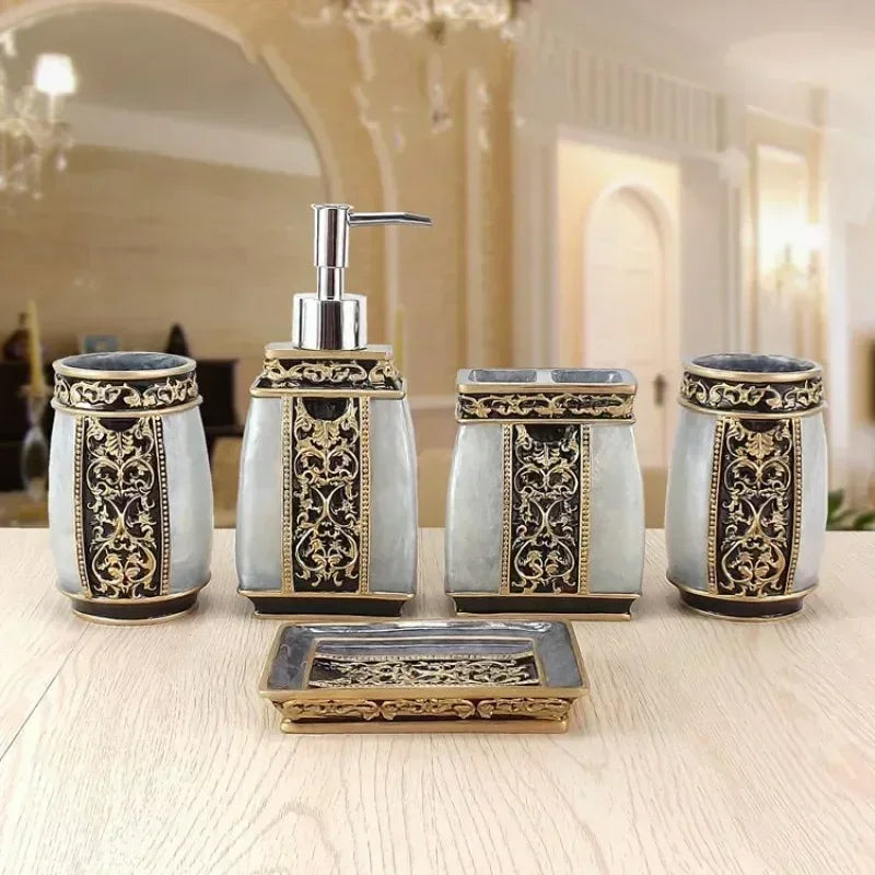 Conjunto de lavagem de presente de ano novo conjunto de banheiro de resina conjunto dental conjunto de banheiro saboneteira suporte de escova de dentes acessórios de chuveiro