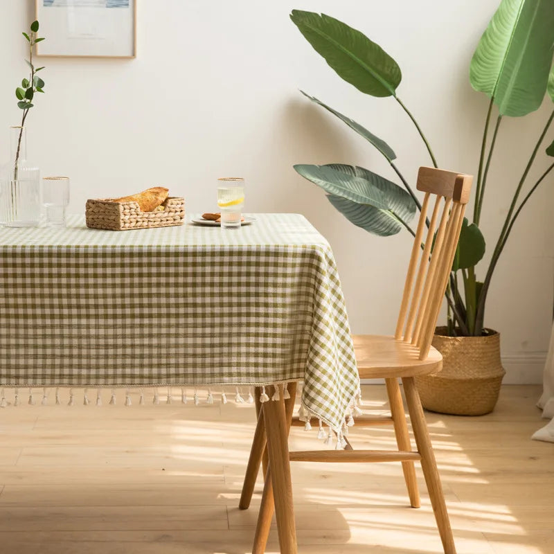 Toalha de mesa xadrez cozinha, casamento, toalha de mesa de férias decoração, toalha de mesa geométrica de piquenique de algodão boêmio ao ar livre