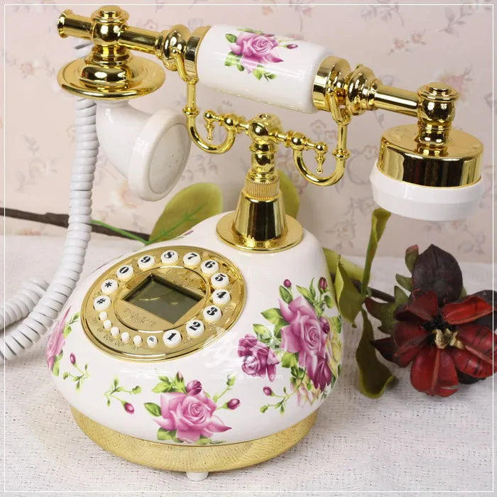 Telefone fixo retrô com fio para casa/escritório/hotel, telefones antigos de cerâmica da china, decoração de moda antiga, telefone de mesa
