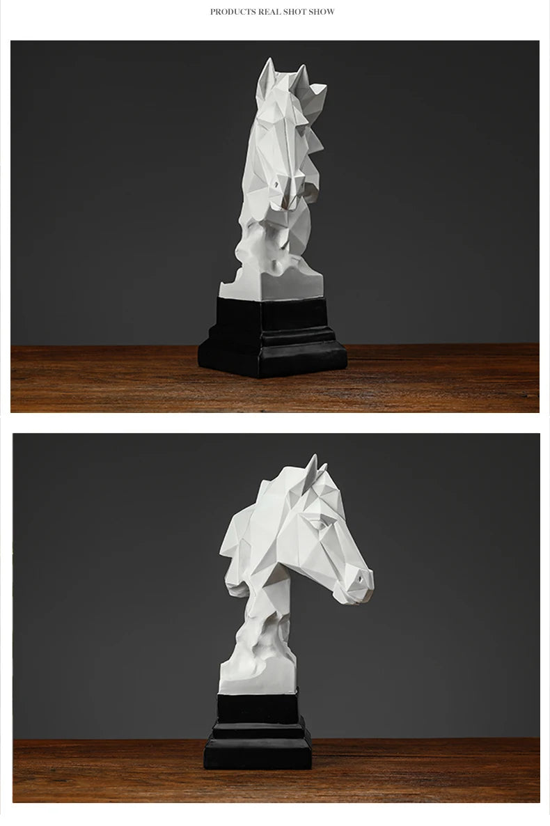Escultura Cabeça de Cavalo para Decoração Interior, Figura De Cavalo Colecionável, Ornamento De Resina, Arte Exclusiva, Poligonal, 1PC