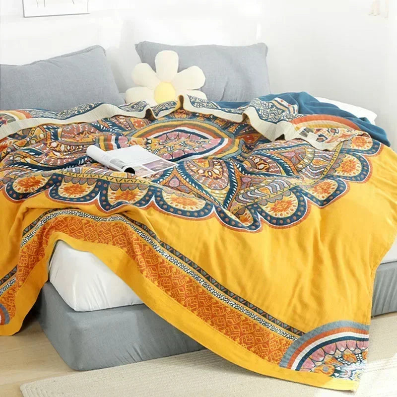 Europeu macio sofá cobertor colcha boho sofá toalha verão cobertor lance 100% algodão folha de cama dupla capa legal colcha