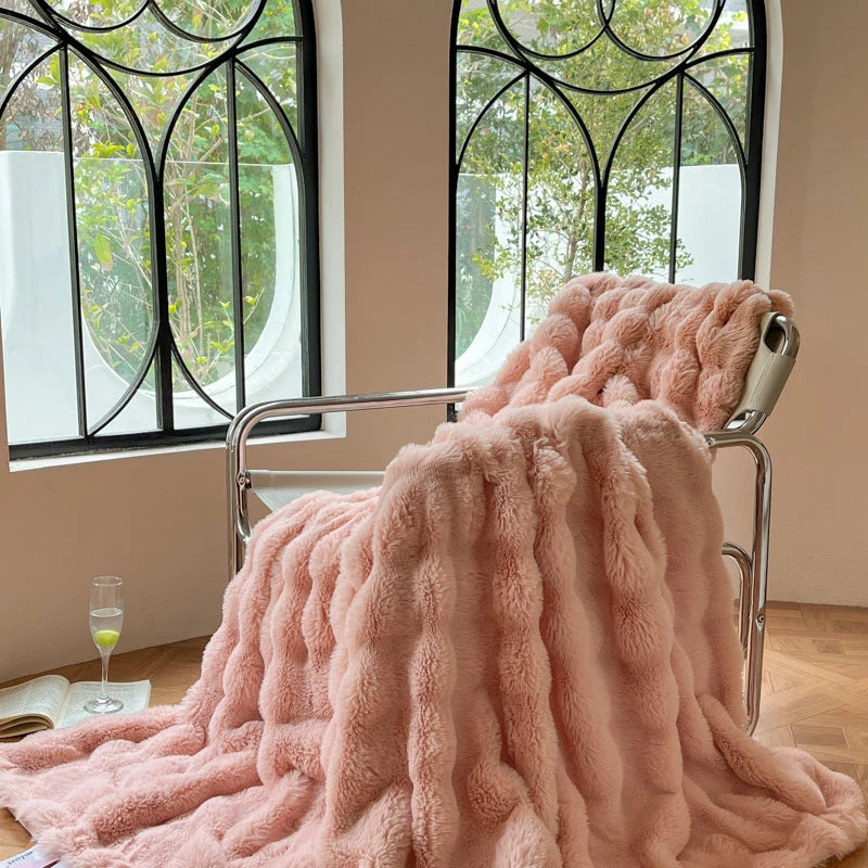 Cobertor luxuoso de pele sintética de coelho, cobertor macio de inverno para casa, cama, sofá, 100x150cm, 150x200cm, 200x230cm