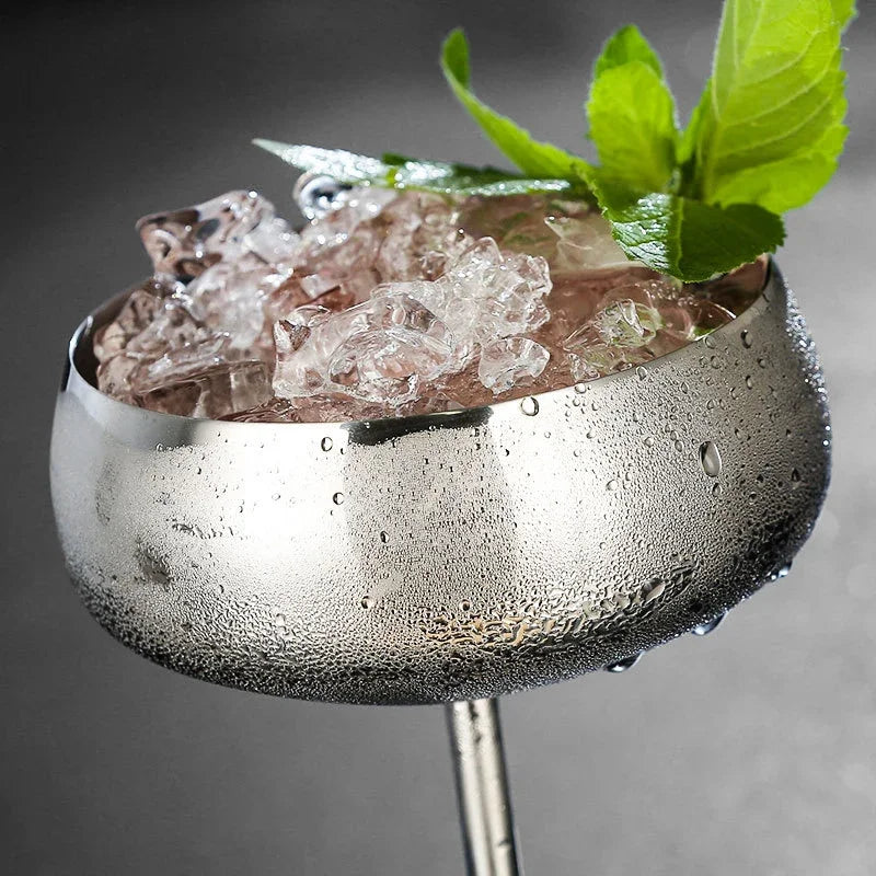 Copo de coquetel de aço inoxidável 304, copo de vinho tinto, flauta, champanhe, copo de metal, bar, martini