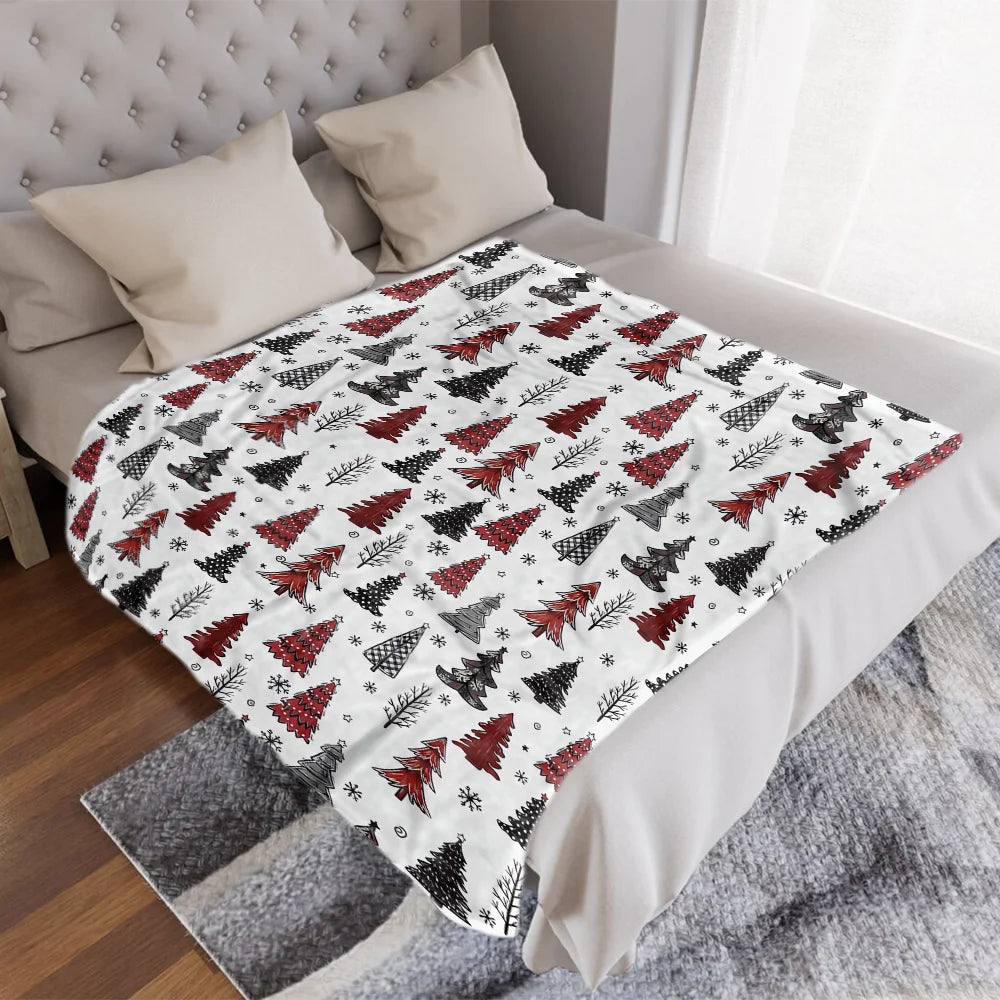 Cobertor de flanela de natal, árvores de natal xadrez de búfalo pontos macio fuzzy pelúcia aconchegante cobertores de lã para sofá cama lounge