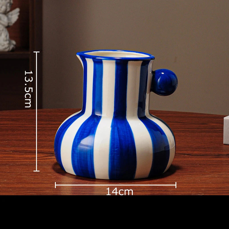Listras coloridas criativo vaso de cerâmica vasos de plantas decoração de mesa ornamentos arranjo de flores vaso floral decoração estética do quarto