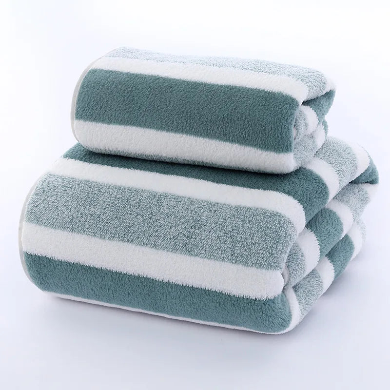 Conjunto de toalhas listradas de secagem rápida para experiência de banheiro macia e absorvente Toalha de banho ou toalha de mão