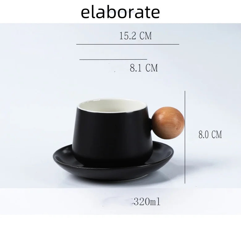 Conjunto de pires e xícara de café vintage, Presente cerâmico caro para casa, Teacup clássico cor sólida