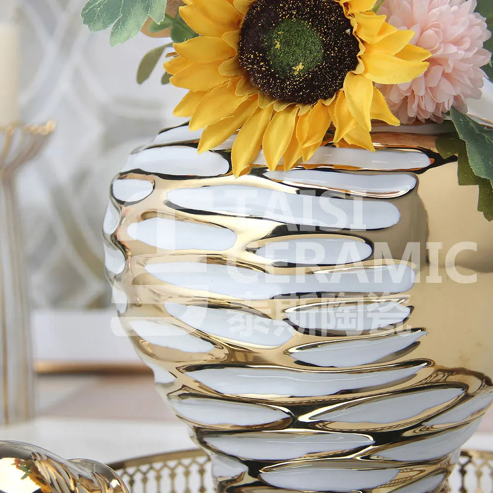 Nordic dourado cerâmica decoração macia vaso geral artesanato entrada galvanoplastia vaso ornamento decorativo