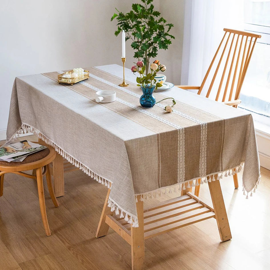 Toalha de mesa retangular redonda de linho batilo, toalha de mesa à prova d'água para jantar, mesa de café, cozinha, decoração de sala