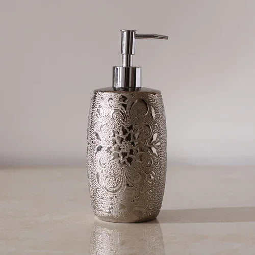 Retro prata cerâmica banheiro kit de lavagem hotel bucal copo nordic casa acessórios do banheiro conjunto presente casamento dispensador sabão