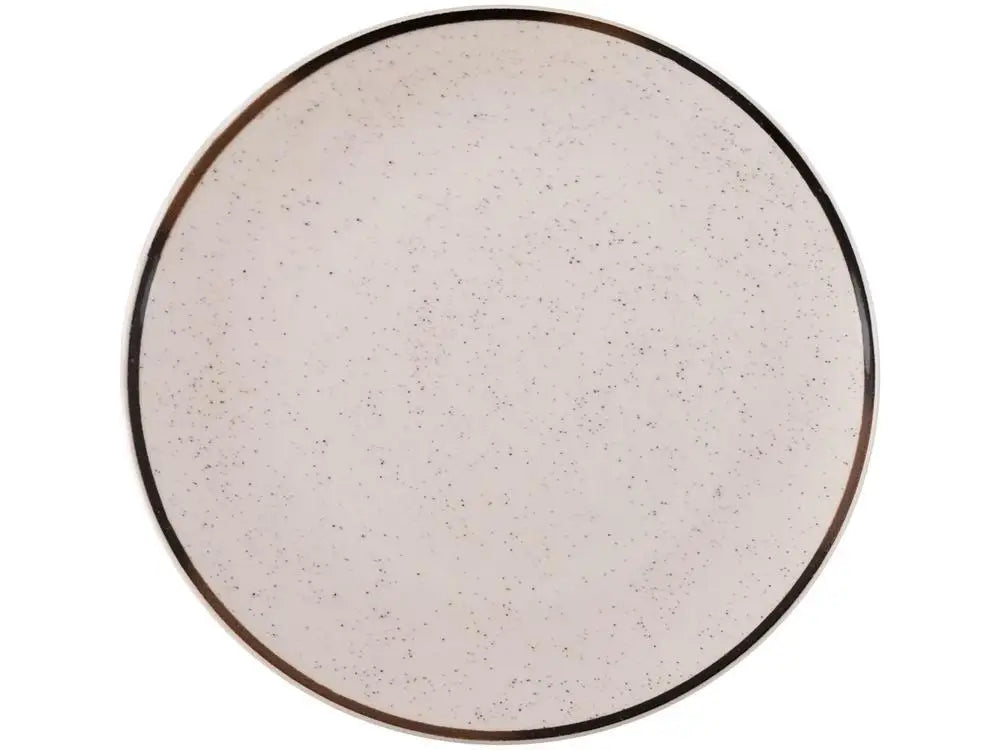 Aparelho de Jantar e Chá 20 Peças Oxford de Cerâmica Bege e Marrom Redondo Unni Brisa