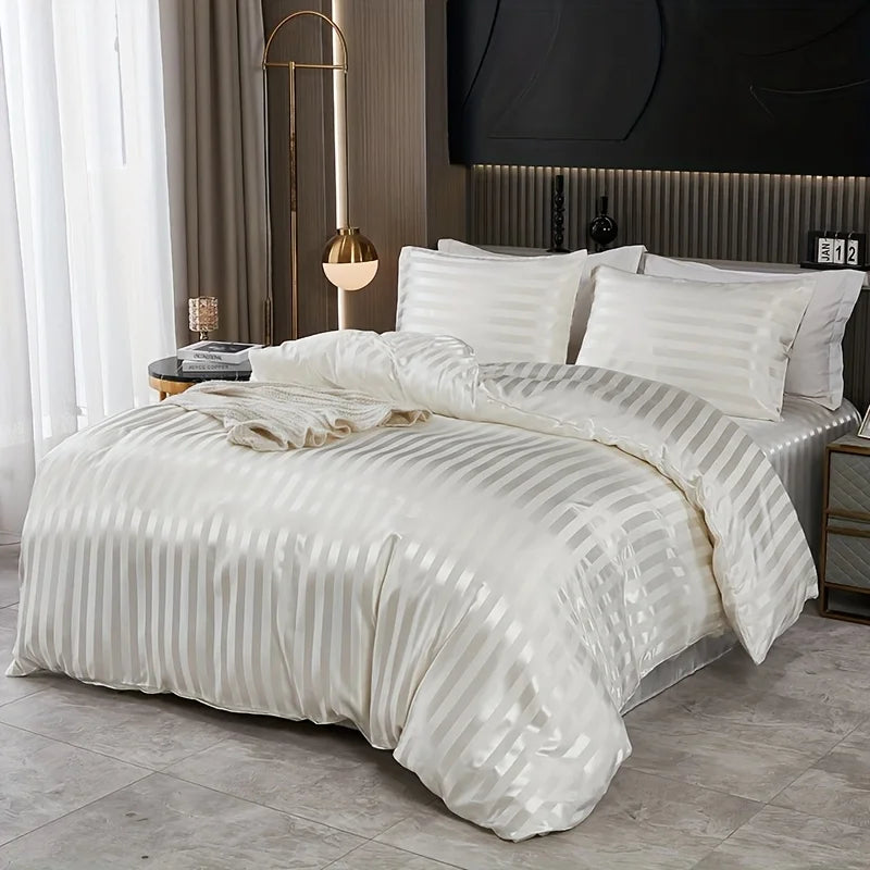 Maison Stripe – Coleção de Luxo em Cetim 3 Peças - Casa Ornato