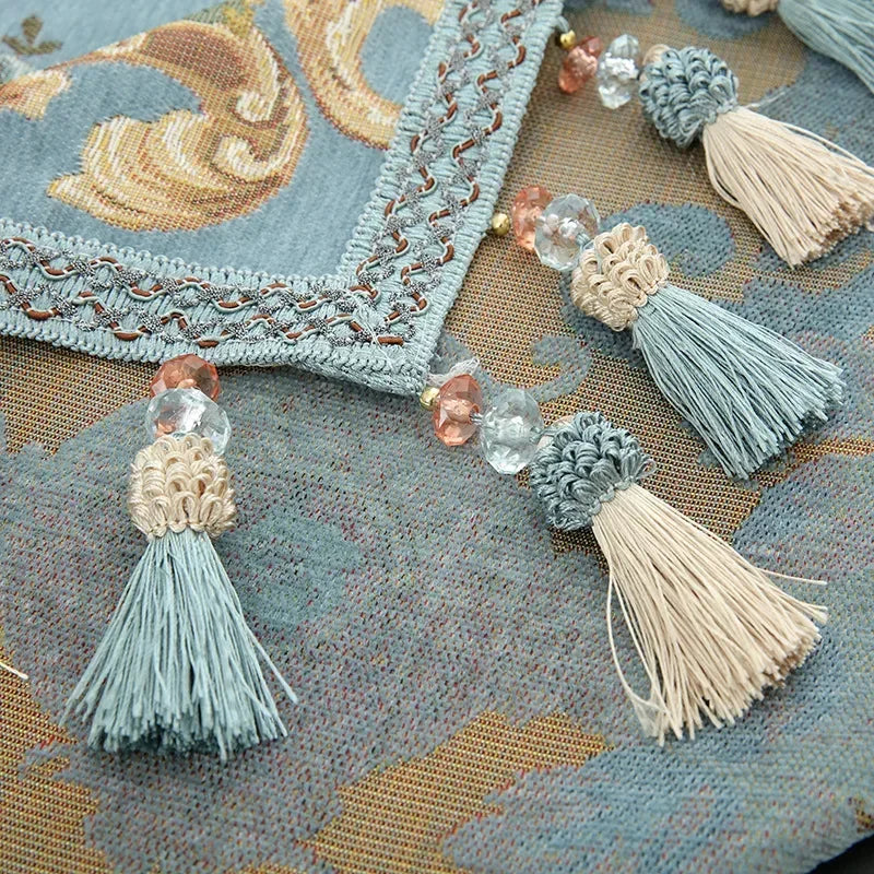 Toalha de mesa jacquard de luxo, banquete de casamento, festa, chenille, capa de móveis, casa, borlas, capas de mesa