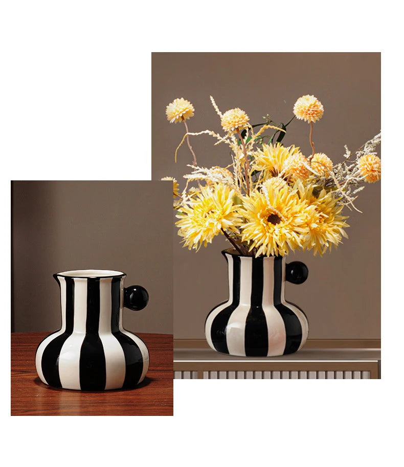 Listras coloridas criativo vaso de cerâmica vasos de plantas decoração de mesa ornamentos arranjo de flores vaso floral decoração estética do quarto