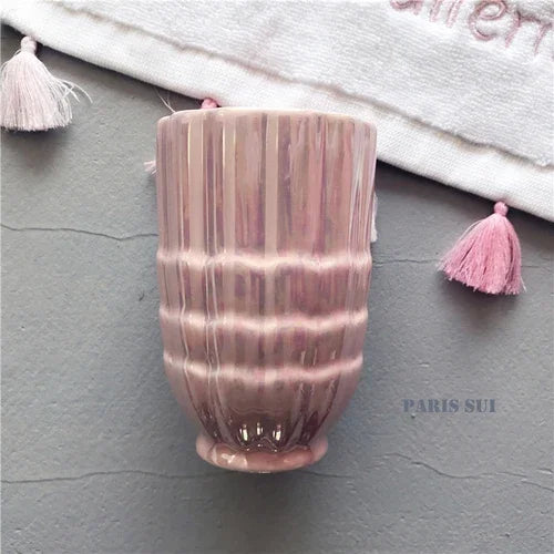 Cerâmica Shell Forma Banheiro Acessório Set, Ferramentas de lavar roupa, Garrafa Mouthwash Cup, Sabão Toothbrush Holder, Artigos domésticos