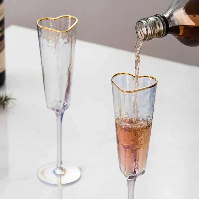 Copo bebendo do vinho em forma de coração, Cálice dourado, durável, festa em casa, moda clube