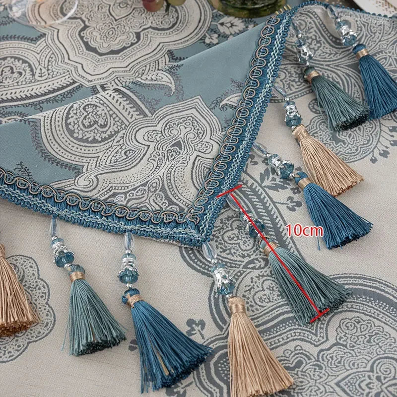 EIFLOY-Dining Tablecloth Rectangular, Jacquard Table Cover, Square Coffee Table Cloths, for Party Kitchen, European Tassels
