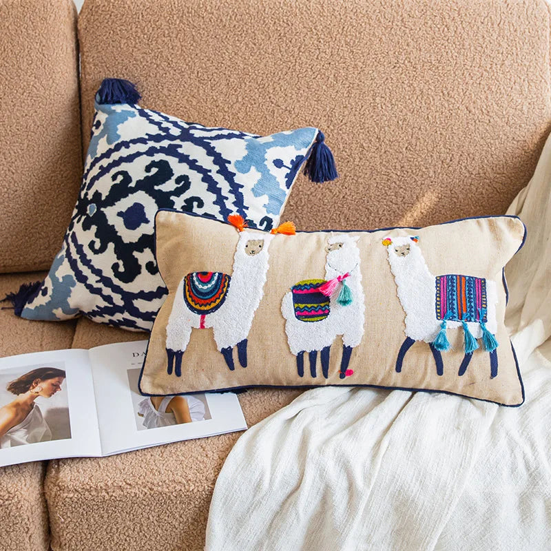 Almofada de alpaca indiana para cadeira de escritório, fronhas coloridas, decoração criativa, sofá, decoração do quarto