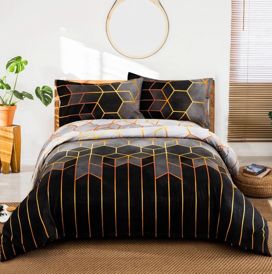 Conjunto de Cama Geométrico Mármore - Elegância - Casa Ornato