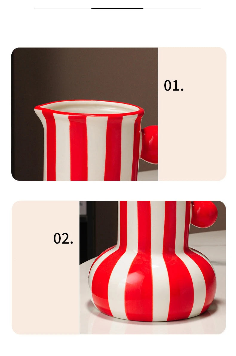 Listras coloridas criativo vaso de cerâmica vasos de plantas decoração de mesa ornamentos arranjo de flores vaso floral decoração estética do quarto